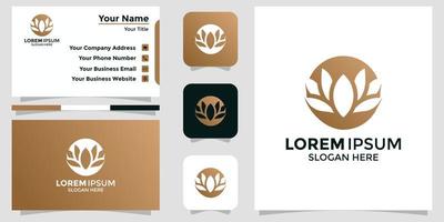 minimalistisches logo-design lotusblume und branding-karte vektor