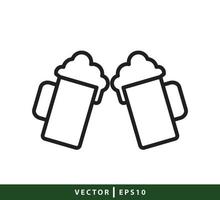 Flasche und Glas-Symbol-Vektor-Logo-Design-Illustration vektor