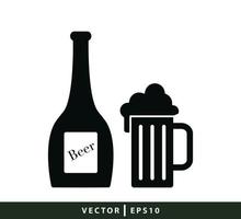 flaska och glas ikon vektor logotyp formgivningsmall