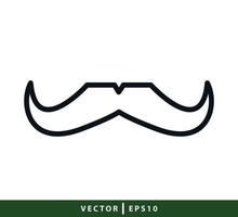 mustasch ikon platt stil illustration vektor