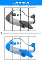 utbildningsspel för barn klippa och limma med tecknat transportplan vektor
