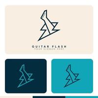 enkel minimalistisk musikgitarr flash storm logotypdesign vektor