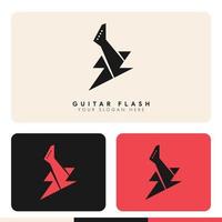 enkel minimalistisk musikgitarr flash storm logotypdesign vektor