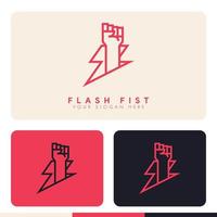 einfaches, minimalistisches Handfaust-Blitzsturm-Logo-Design vektor