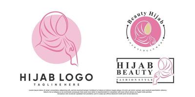 uppsättning hijab för muslimsk modelogotypdesign med kreativa element premium vektor