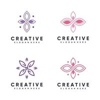 uppsättning av blommig ikon logotyp design samling med kreativa koncept premium vektor