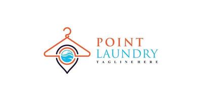 Wäsche-Location-Logo-Design-Illustration mit punktgenauem und kreativem Konzept-Premium-Vektor vektor