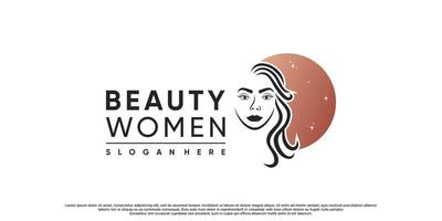 skönhet kvinnor logotyp design inspiration för skönhetssalong med kvinna ansikte premium vektor