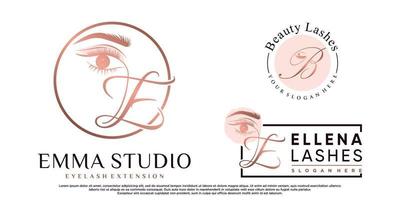 Set von Beauty-Wimpernverlängerungs-Logo-Design mit kreativem Element-Premium-Vektor vektor