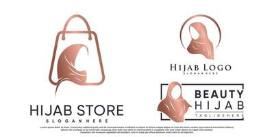 satz von hijab für moslemisches mode-logo-design mit kreativem element premium-vektor vektor