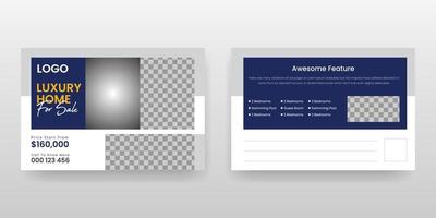 immobilienhaus zum verkauf postkartenvorlage vektor
