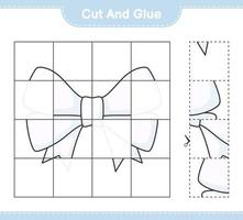 schneiden und kleben, Teile des Bandes schneiden und kleben. pädagogisches kinderspiel, druckbares arbeitsblatt, vektorillustration vektor