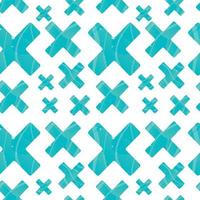 Vektornahtloses abstraktes Muster mit geometrischen Formen. blaue symmetrisch verzierte Kreuze oder Pluspunkte unterschiedlicher Größe. vektor