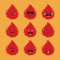 Feuerball-Emoticon-Icon-Set vektor