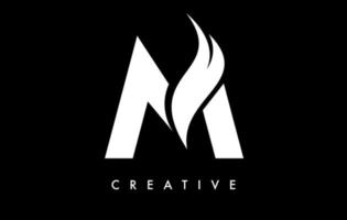 Buchstabe m Logo-Icon-Design mit Swoosh und kreativem Vektor mit gebogener Schnittform