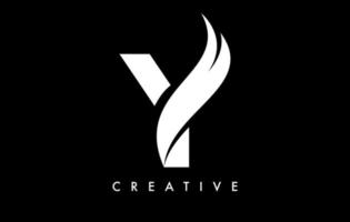 Buchstabe y-Logo-Icon-Design mit Swoosh und kreativem Vektor mit gebogener Schnittform