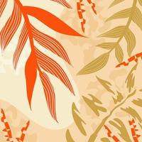 abstrakter ästhetischer Hintergrund Boho-Dschungel mit tropischen Blättern. Boho-Dschungel im modernen Stil. ethnische Blattblumenhintergrundkunst. zeitgenössisches handgezeichnetes flaches Design. abstrakte tropische Kunst vektor