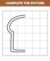 bildungsspiel für kinder vervollständigen das bild cartoon essen brot halbumriss zum zeichnen vektor