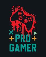 Pro-Gamer-T-Shirt-Vorlagendesign. vektor