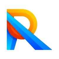 bokstaven r färgglada gradient logotypdesign vektor