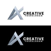 bokstaven a och x gradient logotypdesign vektor