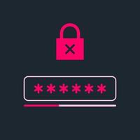 Symbol für schwaches Passwort-Sicherheitsrisiko Datenschutz-Computer-Hacking-Vektorillustration vektor