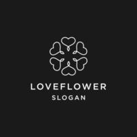 Liebe Blume Logo Linie Kunstsymbol in schwarzem Hintergrund vektor