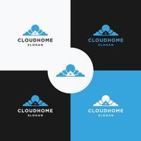 Cloud-Home-Logo-Symbol flache Design-Vorlage vektor