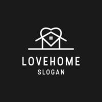 Love Home Logo lineare Stilikone in schwarzem Hintergrund vektor