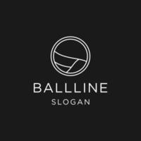 Ball-Logo-Linie-Kunst-Symbol in schwarzem Hintergrund vektor