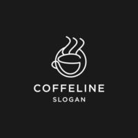 kaffe logotyp streckkonstikon i svart bakgrund vektor