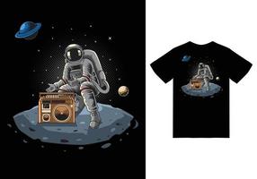 Astronauten-Hip-Hop-Illustration mit T-Shirt-Design-Premium-Vektor vektor