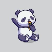 söt panda äter glass tecknad illustration vektor