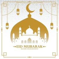 gyllene kreativ moskédesign för eid mubarak festival premium vektor