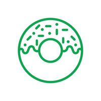 eps10 grüne Vektor-Donut-Linie Kunstsymbol isoliert auf weißem Hintergrund. glasiertes Kuchenumrisssymbol in einem einfachen, flachen, trendigen, modernen Stil für Ihr Website-Design, Logo, Piktogramm und mobile Anwendung vektor