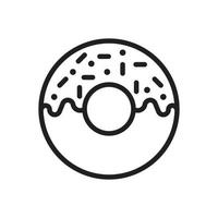 eps10 schwarze Vektor-Donut-Linie Kunstsymbol isoliert auf weißem Hintergrund. glasiertes Kuchenumrisssymbol in einem einfachen, flachen, trendigen, modernen Stil für Ihr Website-Design, Logo, Piktogramm und mobile Anwendung vektor