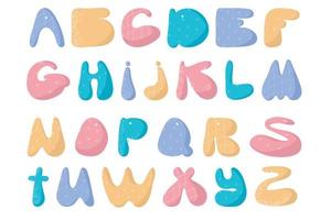 söta handritade alfabetet gjort i vektor. doodle bokstäver för din design. vektor tecknad alfabetet vit bakgrund. rolig abc-design för bokomslag, affisch, kort, tryck på bebiskläder