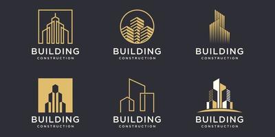 uppsättning av byggnadslogotyp vektor formgivningsmall. stadsbyggnad abstrakt för logotyp design inspiration.