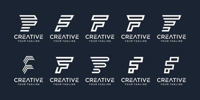 uppsättning abstrakt initial bokstav f med linjekonst stil logotyp mall. ikoner för affärer av mode, sport, fordon, enkel. vektor