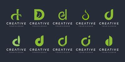 uppsättning abstrakt första bokstaven d logotyp formgivningsmall. ikoner för affärer av skönhet, spa, natur, ren, enkel. vektor