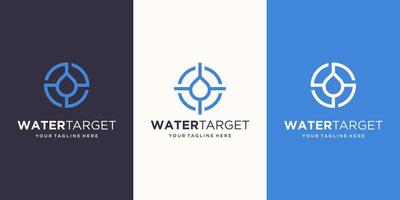 Zielwasser-Logo-Design-Vorlage. Symboltropfen kombiniert mit Zielzeichen. vektor