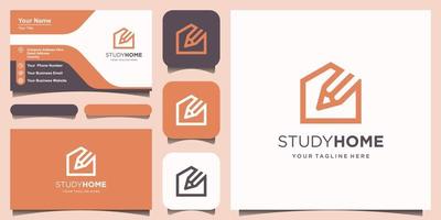 Studieren Sie die Vorlage für das Design des Home-Logos. Bleistift kombiniert mit Haus. vektor