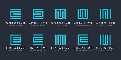 Satz kreatives Monogramm mit Logo-Designvorlage im quadratischen Stil. ikonen für das geschäft von luxus, elegant, einfach. vektor