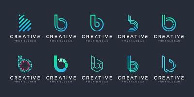 satz kreativer monogrammbuchstabe b logo designvorlage. Das Logo kann für Gebäude- und Technologie-Digitalunternehmen verwendet werden. vektor