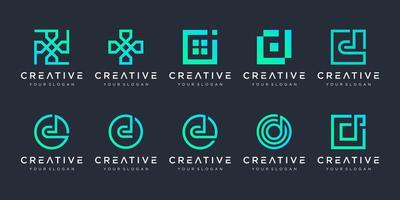 uppsättning av monogram bokstaven d logotyp formgivningsmall. ikoner för företag av teknik, digital, enkel. vektor