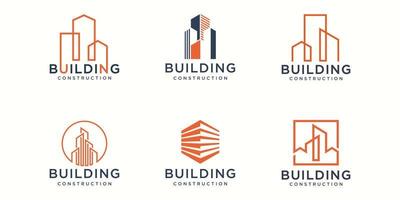 Gebäude-Logo-Design-Icons gesetzt. Stadtgebäude abstrakt für Logo-Design-Inspiration. vektor