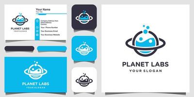 kreativa planet orbit labor lab abstrakt logotyp designmall vektorillustration och visitkortsdesign. vektor