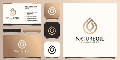 abstrakt olja naturlig logotyp design, dropp kombinerat löv koncept vektor