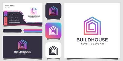 Bauen Sie ein Haus-Logo-Design mit Linienkunststil. Home Build Abstract für Logo- und Visitenkartendesign vektor