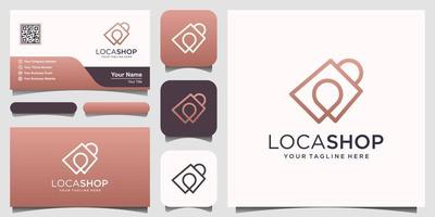 butik plats logotyp design mall, väska kombinerad med nål kartor. vektor